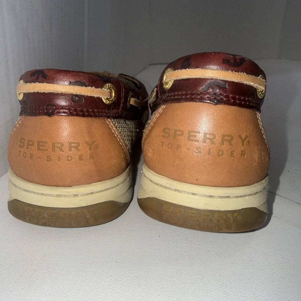Sperry Top-Sider Brown Leather Anchor Coastal Angelfish Boat Shoes Women's Sz 9